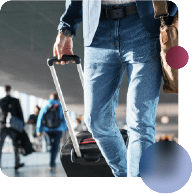 Acthar Gel travel tips: man walking with luggage